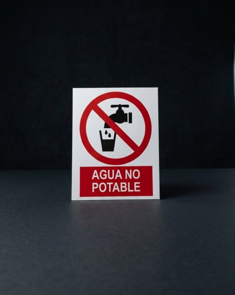 Señalética y adhesivos técnicos: cartel de agua no potable