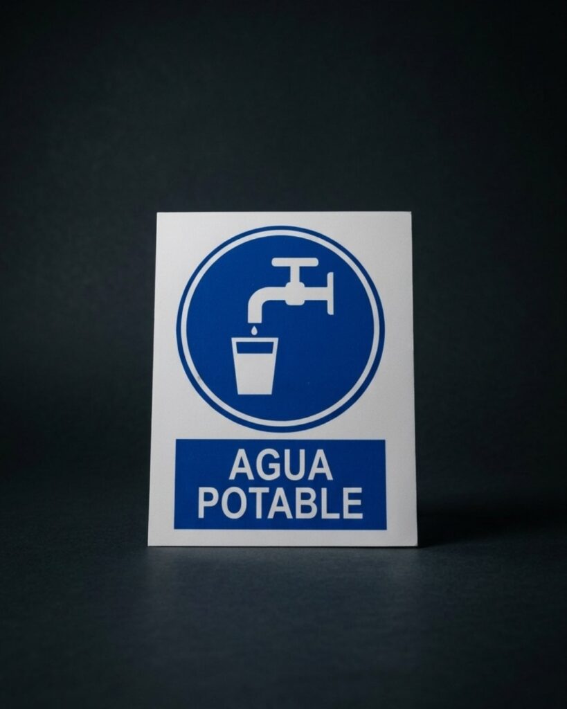 Señalética y adhesivos técnicos: cartel de agua potable