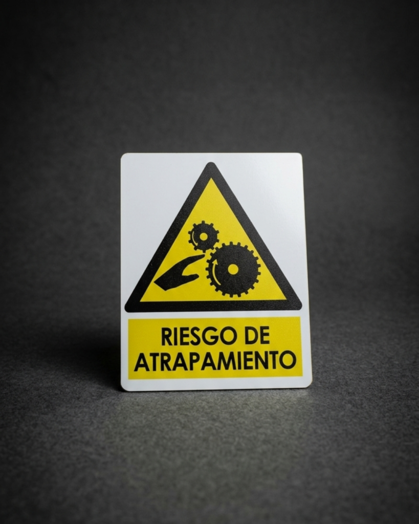 Señalética técnica: señal de seguridad serigrafiada para maquinaria